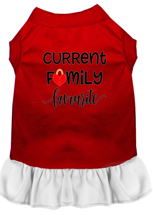 Family Favorite Screen Print Dog Dress Red with White XS